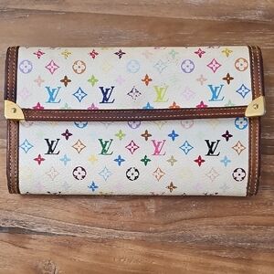 Louis Vuitton White Multicolor Monogram Wallet